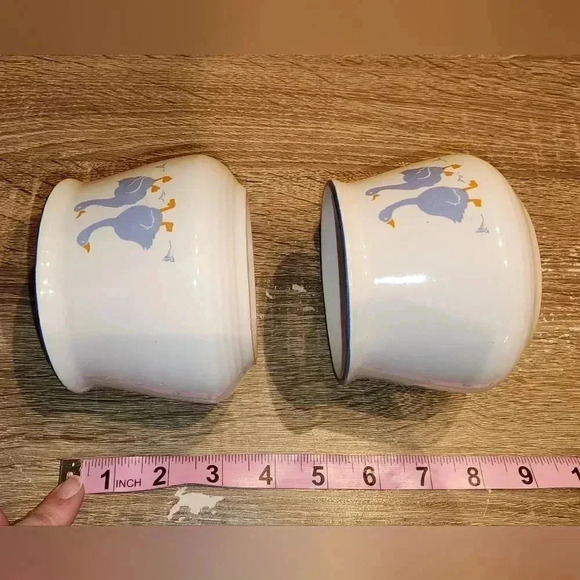 Pair of Vintage 80s 90s Duck Mugs Folkart Farmhouse Retro Ceramic Drinkware - Picture 6 of 7